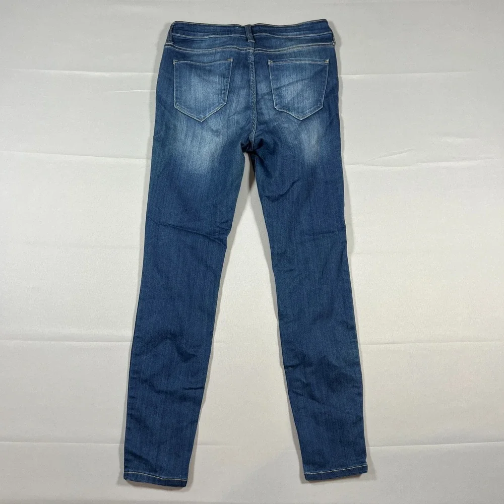 Cello Skinny Jeans Womens 7x28 Blue Whiskered Denim Cotton Medium Wash Mid Rise